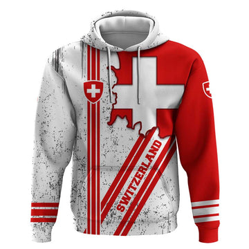 Switzerland Flag Hoodie Swiss Map Red-White Distressed TS04