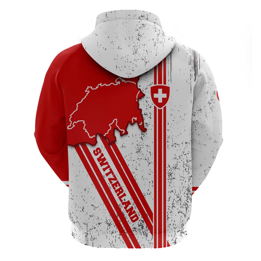 Switzerland Flag Hoodie Swiss Map Red-White Distressed TS04