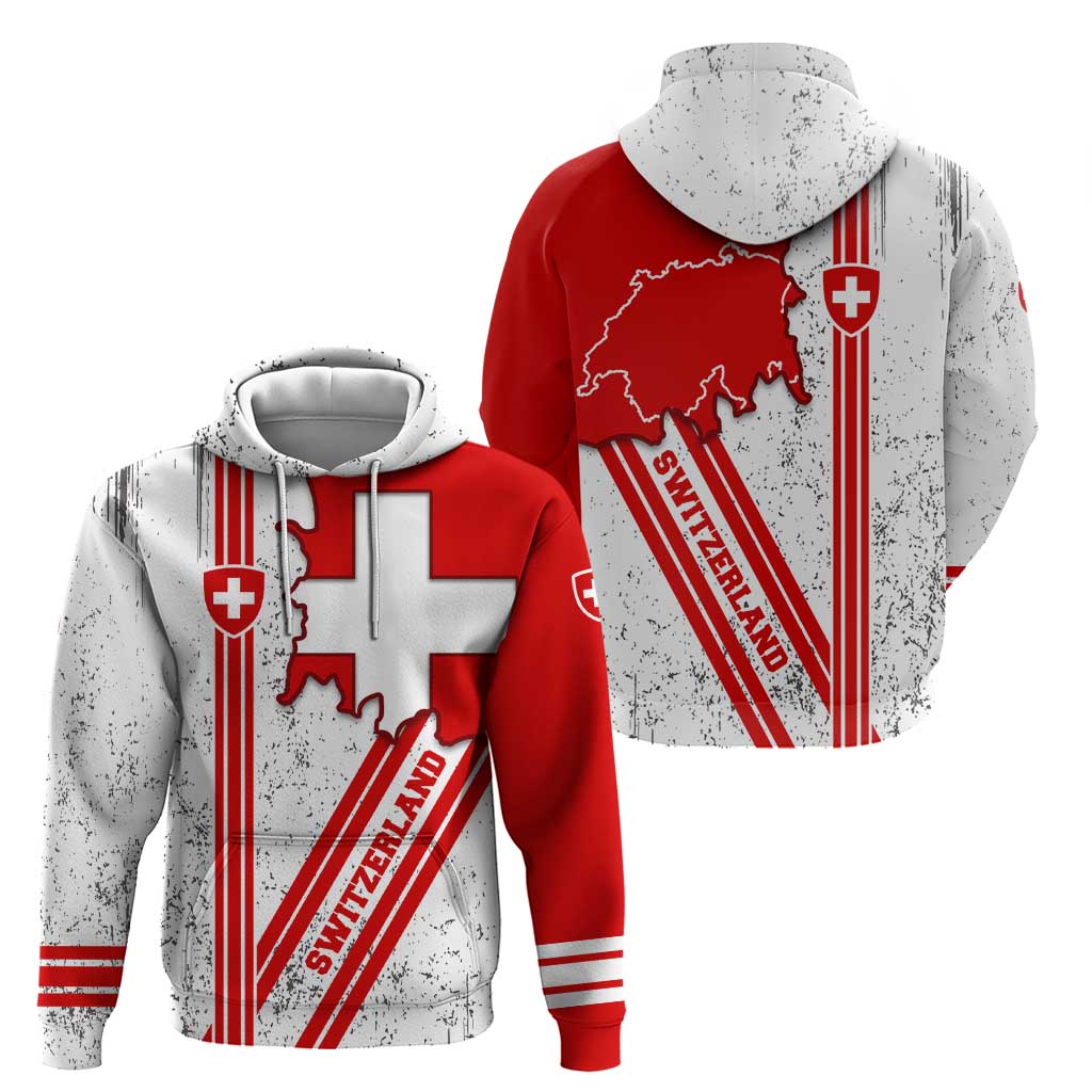 Switzerland Flag Hoodie Swiss Map Red-White Distressed TS04