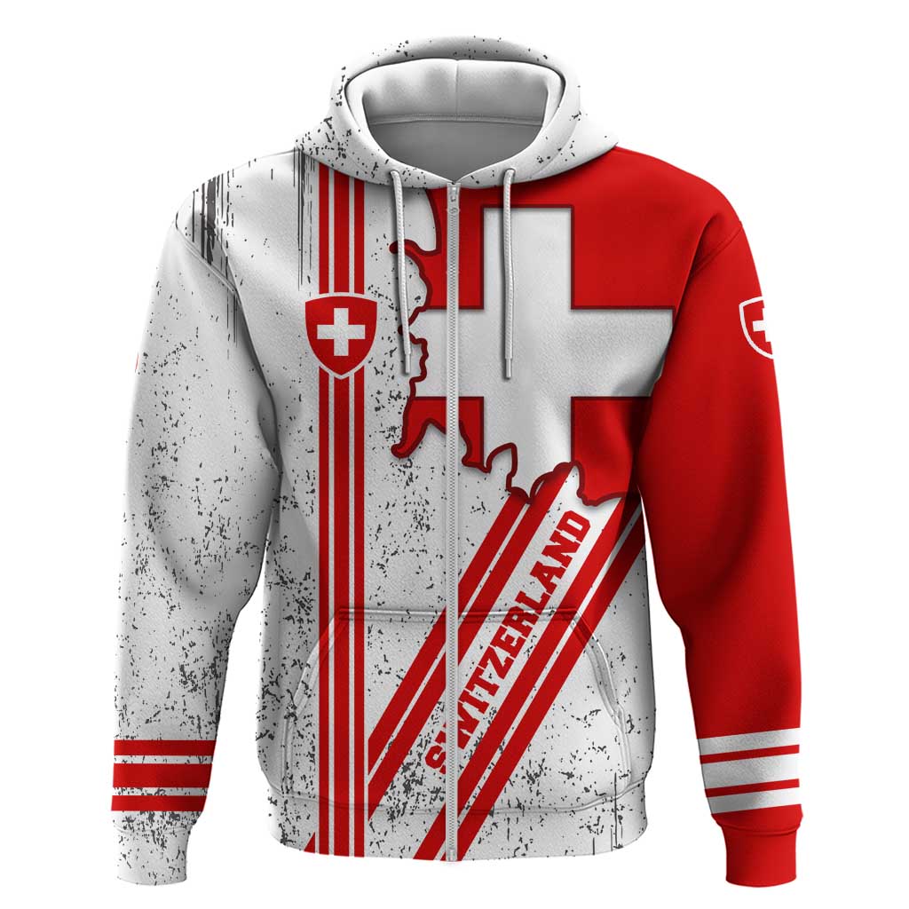 Switzerland Flag Hoodie Swiss Map Red-White Distressed TS04