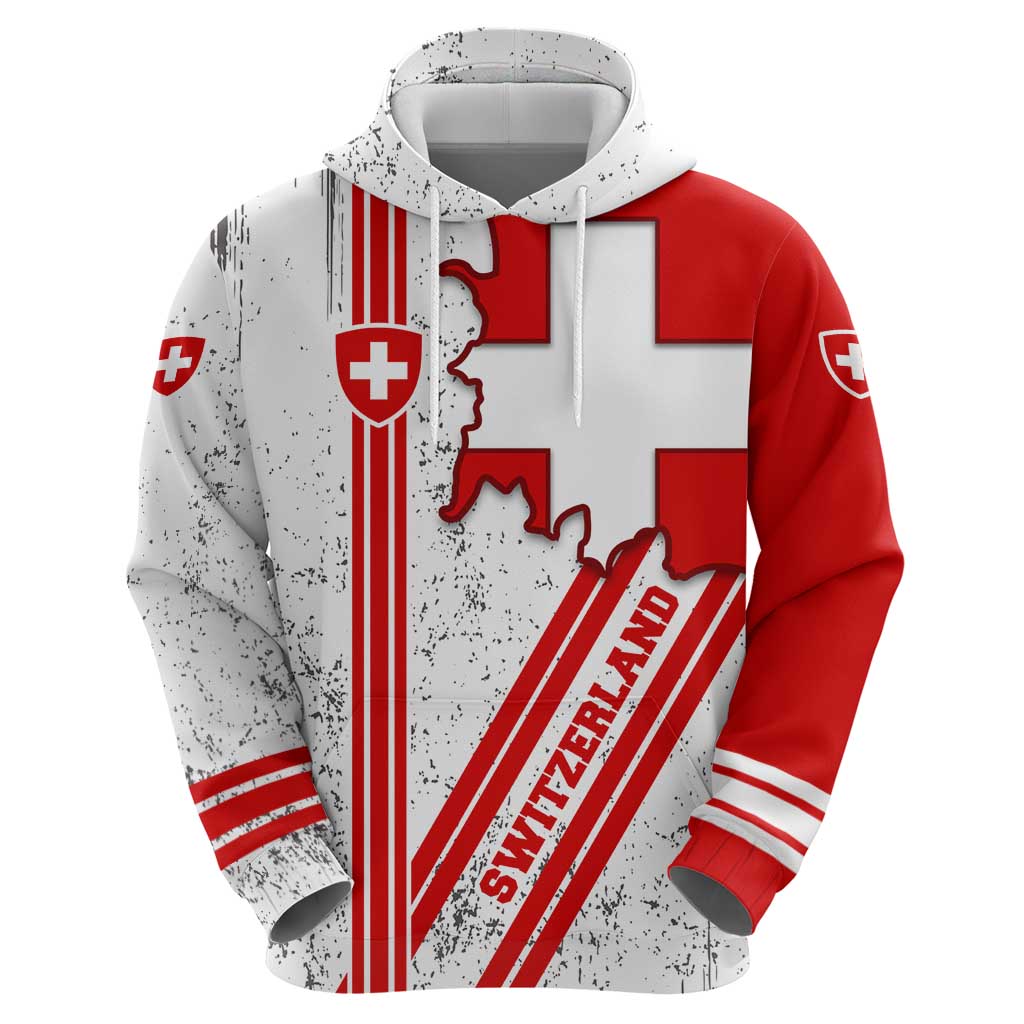 Switzerland Flag Hoodie Swiss Map Red-White Distressed TS04