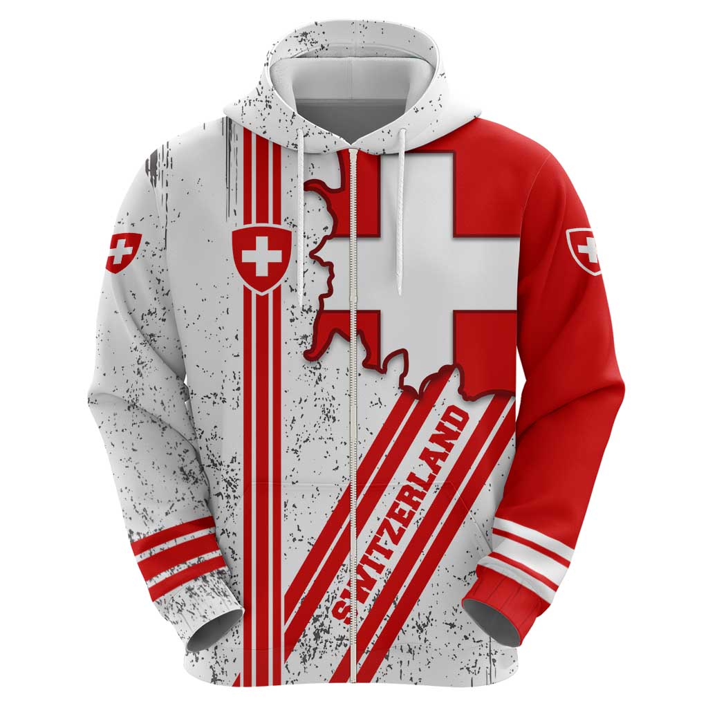 Switzerland Flag Hoodie Swiss Map Red-White Distressed TS04