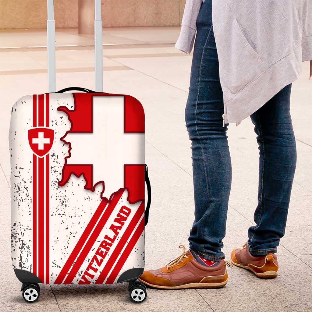 Switzerland Flag Luggage Cover Swiss Map Red-White Distressed TS04
