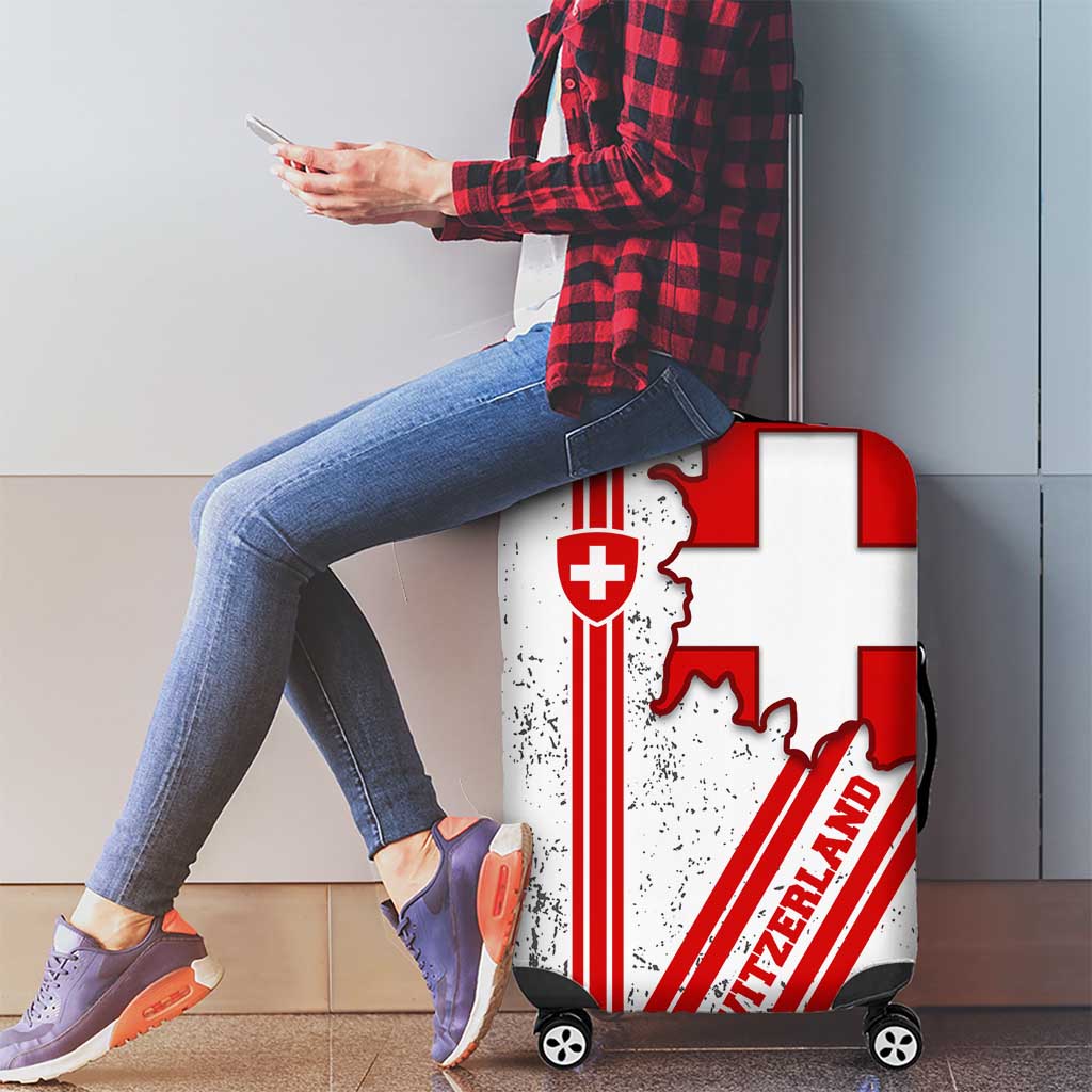 Switzerland Flag Luggage Cover Swiss Map Red-White Distressed TS04