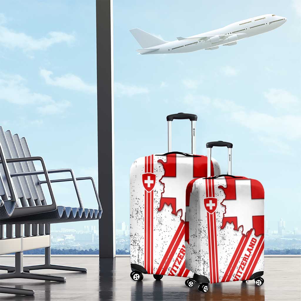 Switzerland Flag Luggage Cover Swiss Map Red-White Distressed TS04