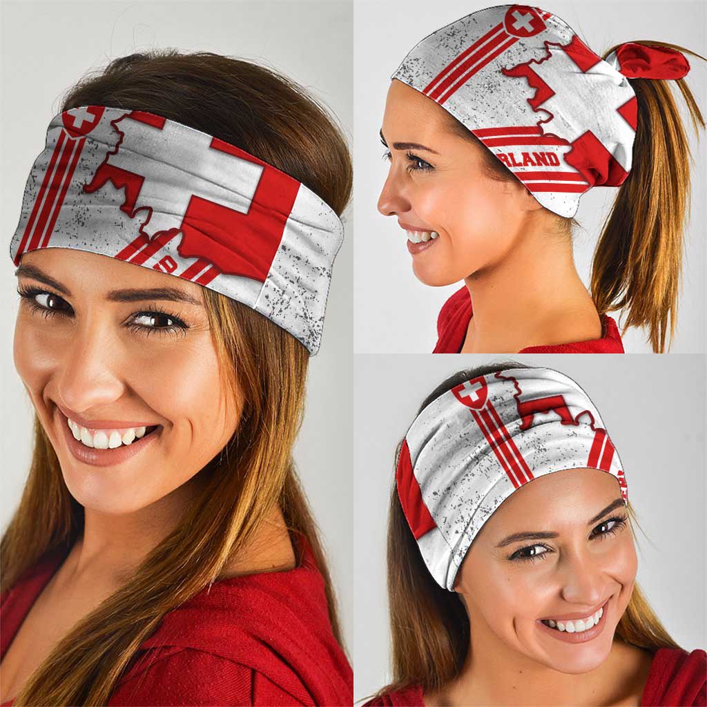 Switzerland Flag Neck Gaiter Swiss Map Red-White Distressed TS04
