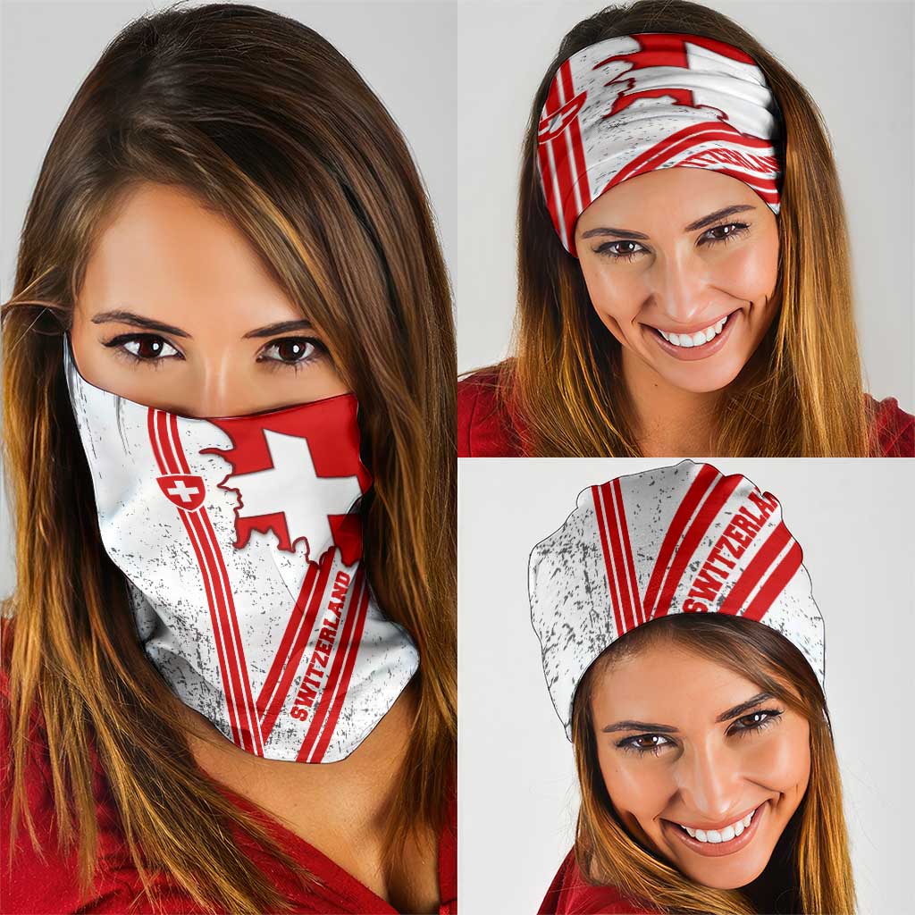 Switzerland Flag Neck Gaiter Swiss Map Red-White Distressed TS04