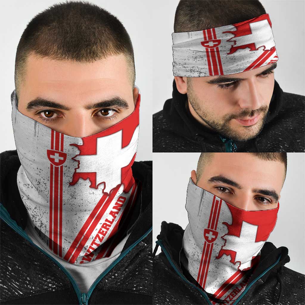 Switzerland Flag Neck Gaiter Swiss Map Red-White Distressed TS04