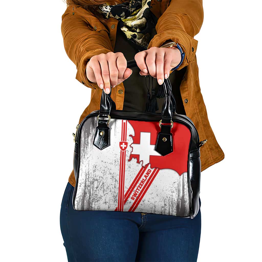 Switzerland Flag Shoulder Handbag Swiss Map Red-White Distressed TS04
