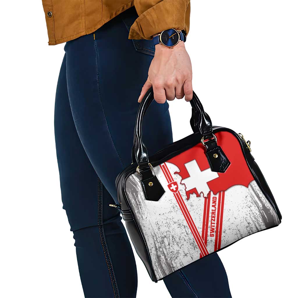 Switzerland Flag Shoulder Handbag Swiss Map Red-White Distressed TS04