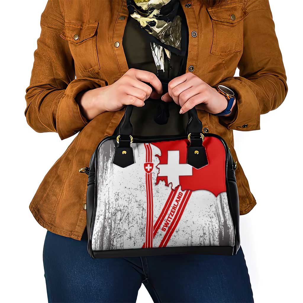 Switzerland Flag Shoulder Handbag Swiss Map Red-White Distressed TS04