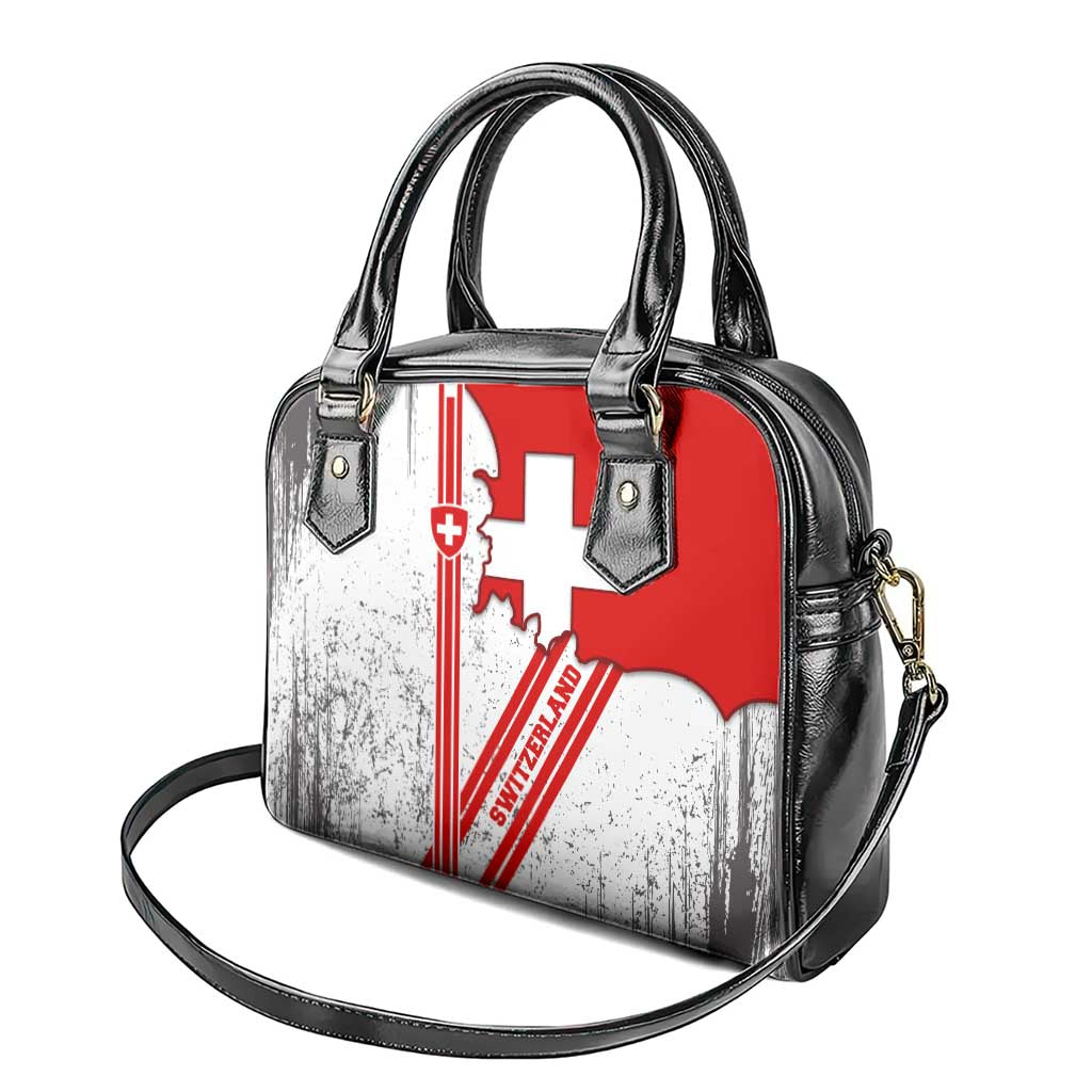 Switzerland Flag Shoulder Handbag Swiss Map Red-White Distressed TS04