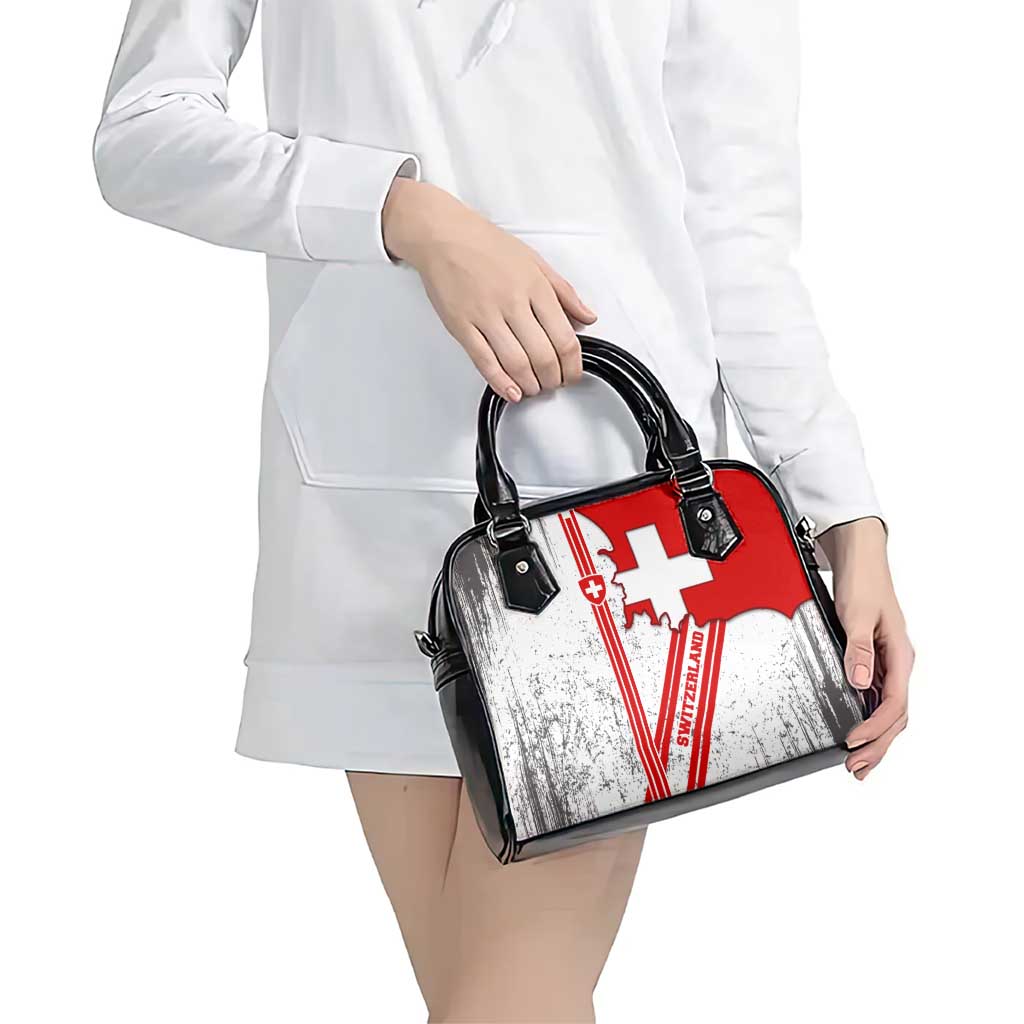 Switzerland Flag Shoulder Handbag Swiss Map Red-White Distressed TS04