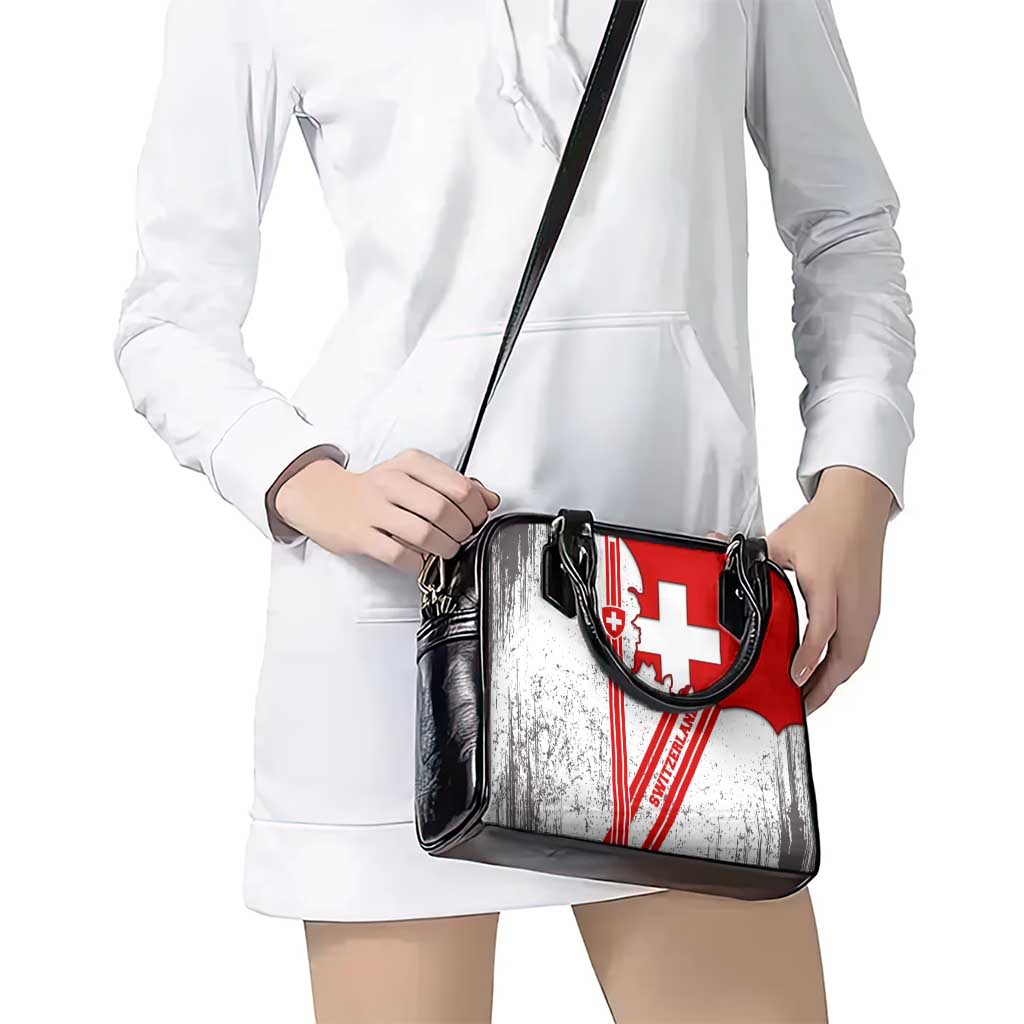 Switzerland Flag Shoulder Handbag Swiss Map Red-White Distressed TS04