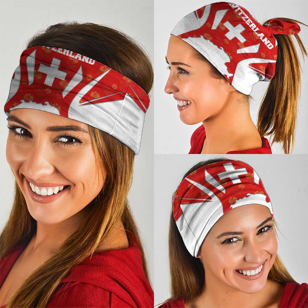 Switzerland Flag Neck Gaiter with Floral Pattern Red and White Sportswear TS04