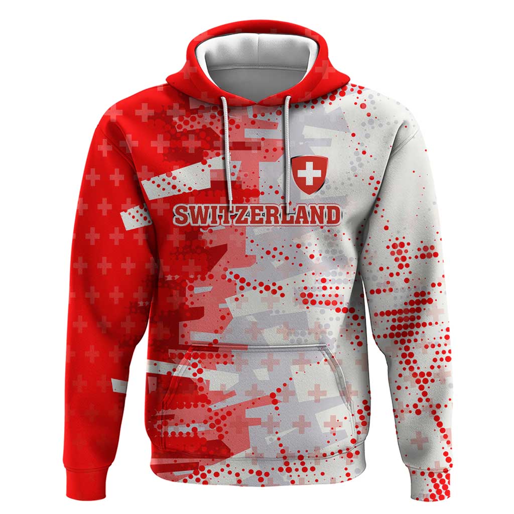 Switzerland Flag Hoodie with Camo Red White Sportswear with Swiss Cross Shield TS04