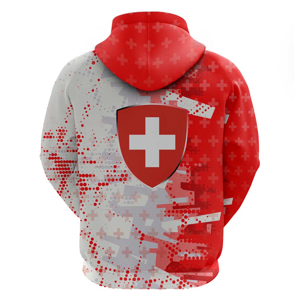 Switzerland Flag Hoodie with Camo Red White Sportswear with Swiss Cross Shield TS04