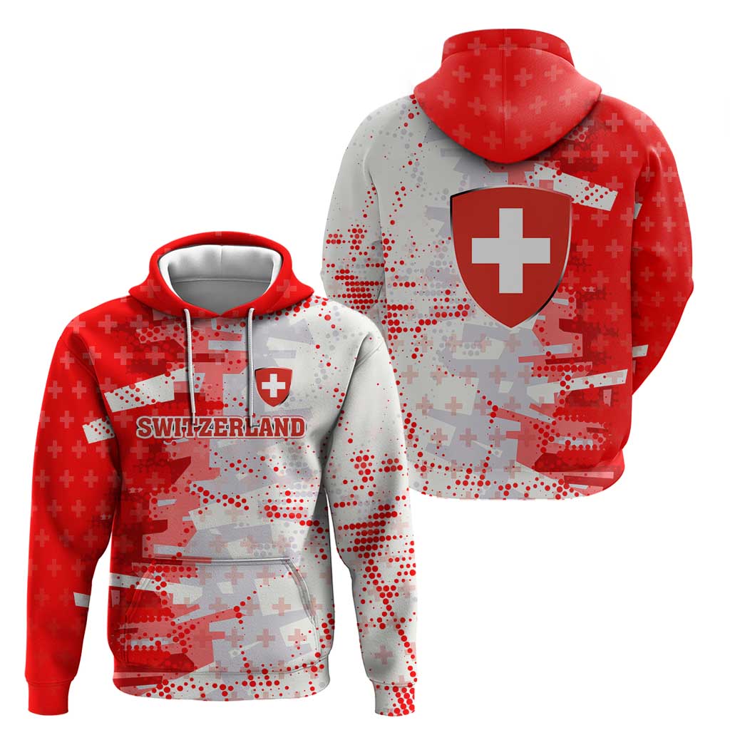 Switzerland Flag Hoodie with Camo Red White Sportswear with Swiss Cross Shield TS04