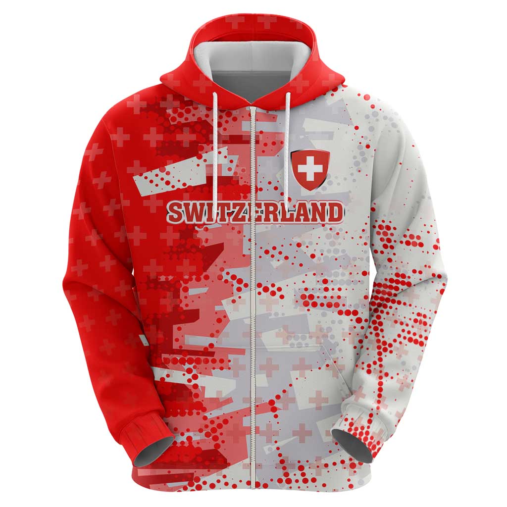 Switzerland Flag Hoodie with Camo Red White Sportswear with Swiss Cross Shield TS04