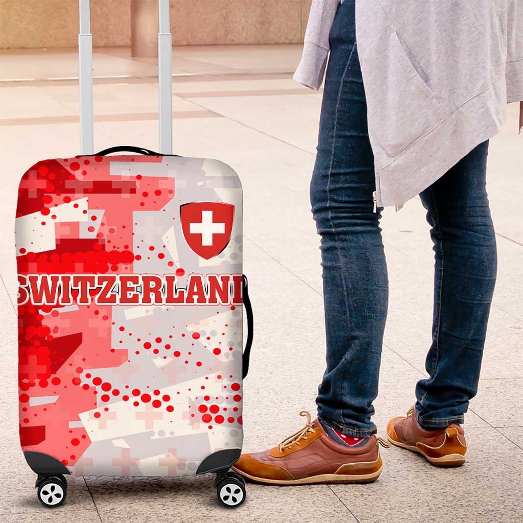 Switzerland Flag Luggage Cover with Camo Red White Sportswear with Swiss Cross Shield TS04