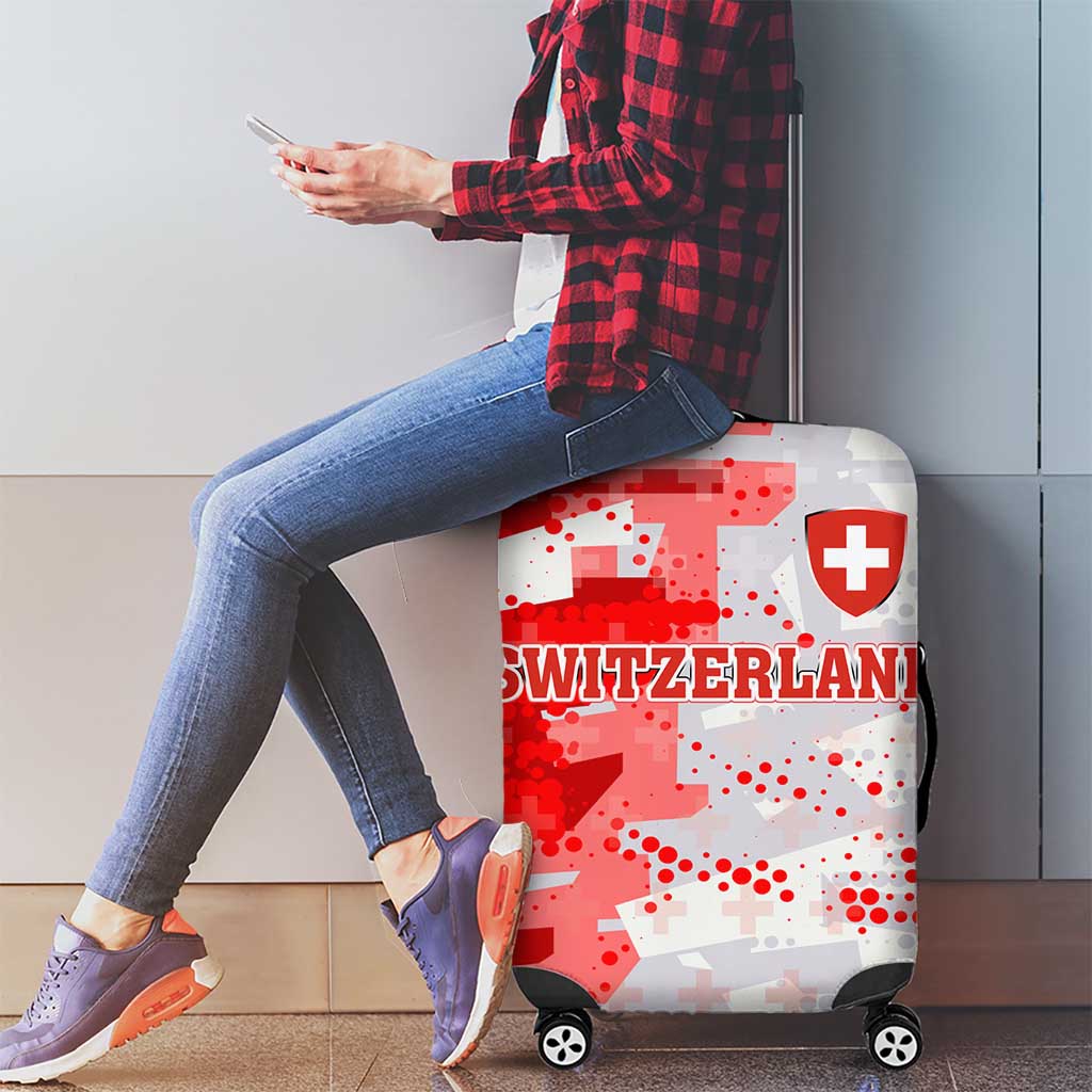 Switzerland Flag Luggage Cover with Camo Red White Sportswear with Swiss Cross Shield TS04