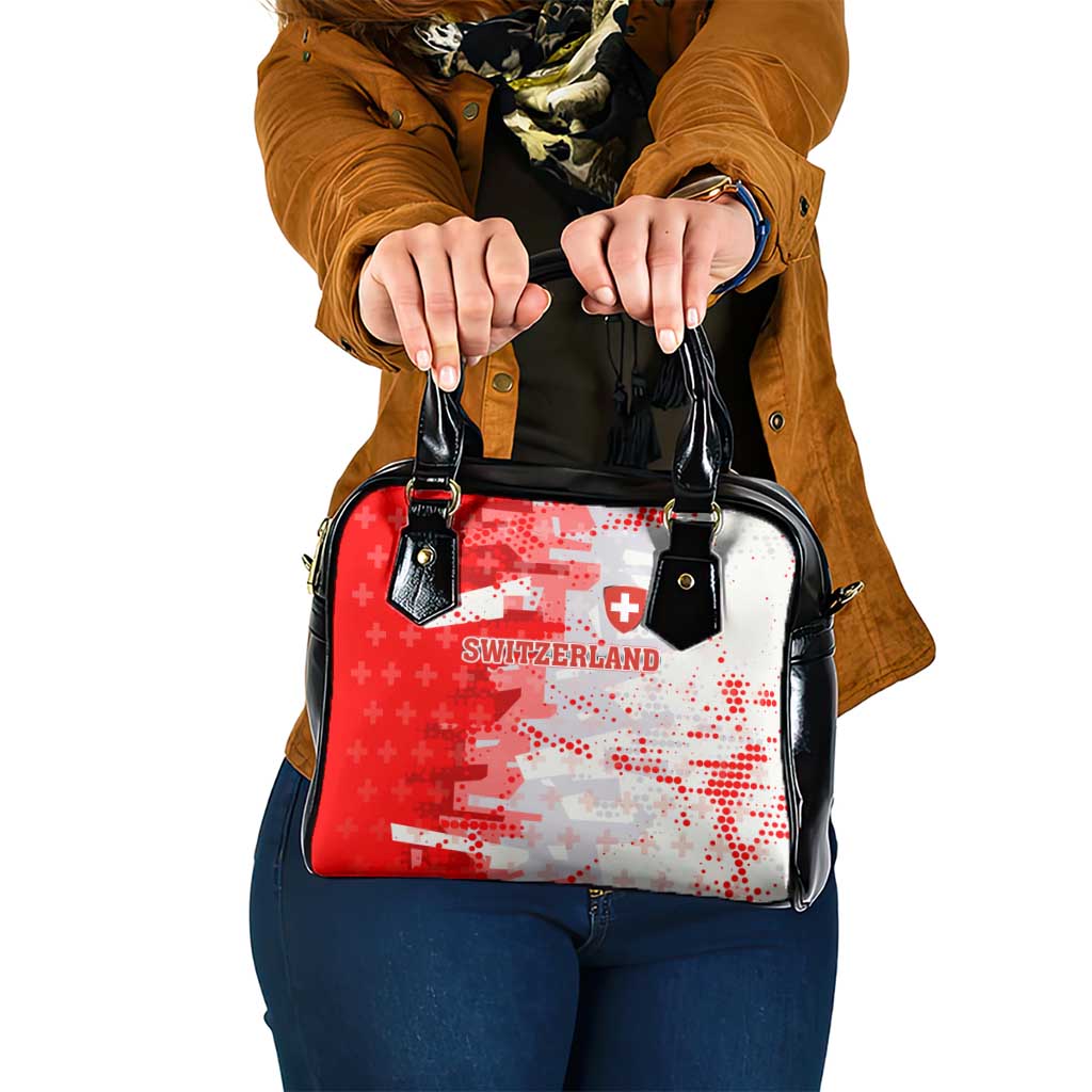 Switzerland Flag Shoulder Handbag with Camo Red White Sportswear with Swiss Cross Shield TS04