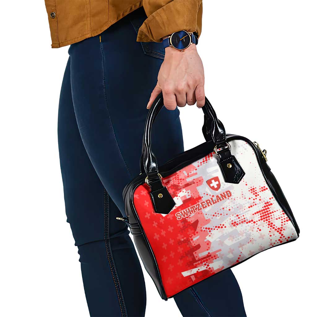 Switzerland Flag Shoulder Handbag with Camo Red White Sportswear with Swiss Cross Shield TS04