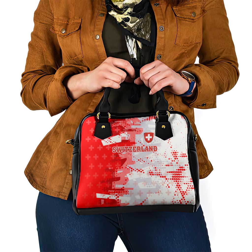 Switzerland Flag Shoulder Handbag with Camo Red White Sportswear with Swiss Cross Shield TS04