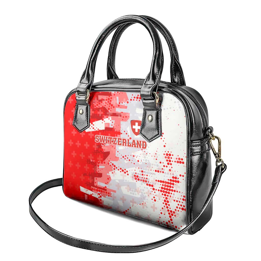 Switzerland Flag Shoulder Handbag with Camo Red White Sportswear with Swiss Cross Shield TS04