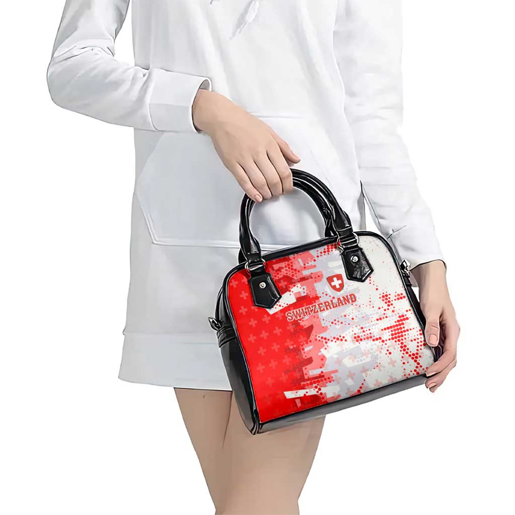 Switzerland Flag Shoulder Handbag with Camo Red White Sportswear with Swiss Cross Shield TS04