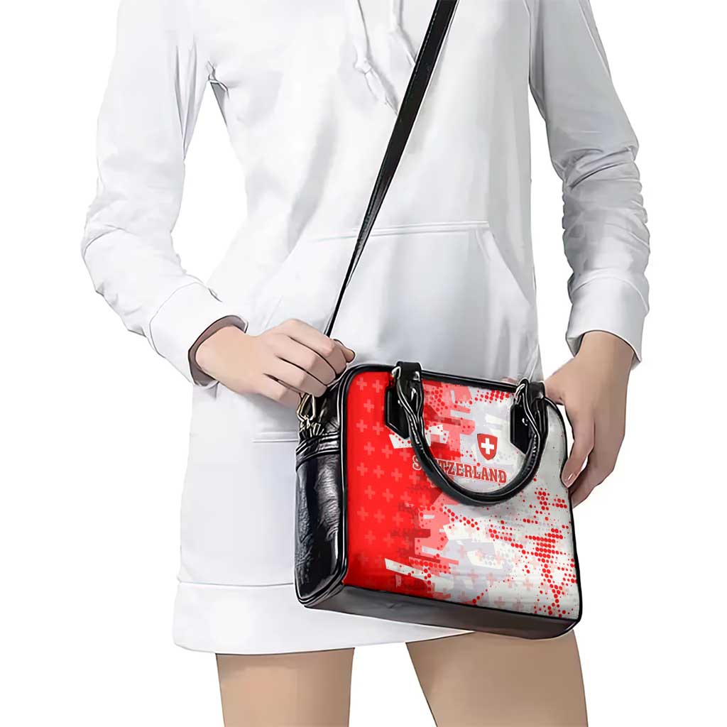 Switzerland Flag Shoulder Handbag with Camo Red White Sportswear with Swiss Cross Shield TS04