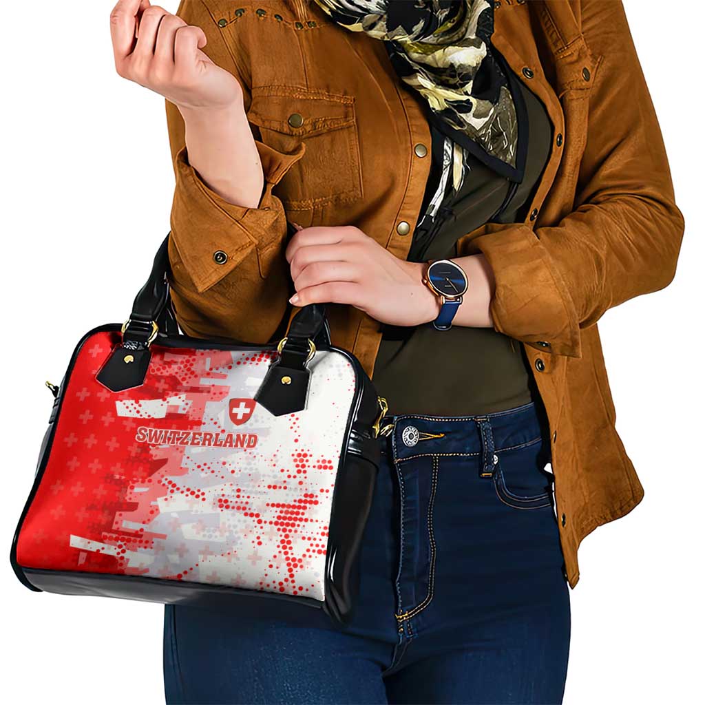 Switzerland Flag Shoulder Handbag with Camo Red White Sportswear with Swiss Cross Shield TS04