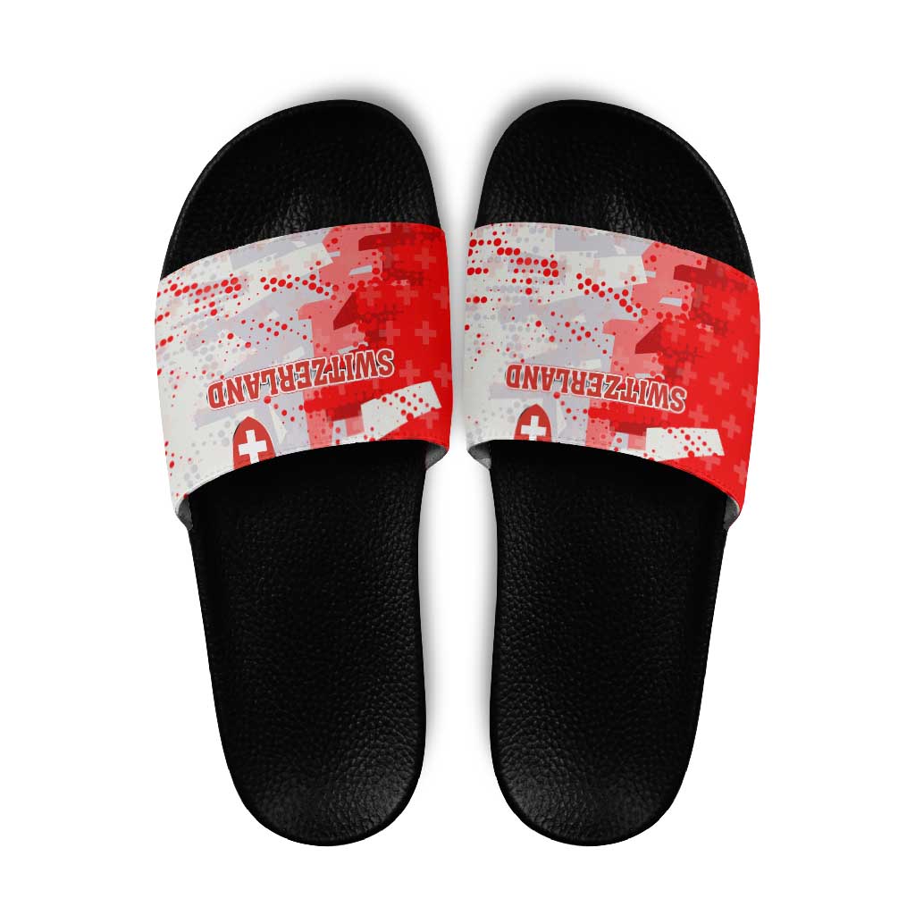 Switzerland Flag Slide Sandals with Camo Red White Sportswear with Swiss Cross Shield TS04