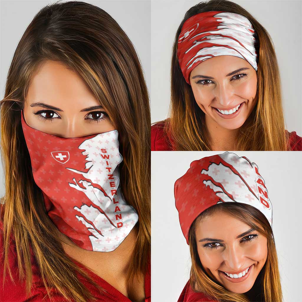 Switzerland Map Scratch Claw Swiss Flag Neck Gaiter with Vertical Text TS04