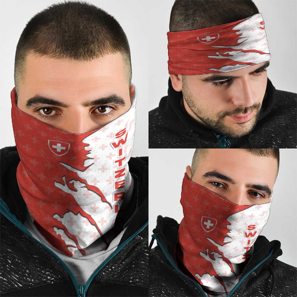 Switzerland Map Scratch Claw Swiss Flag Neck Gaiter with Vertical Text TS04
