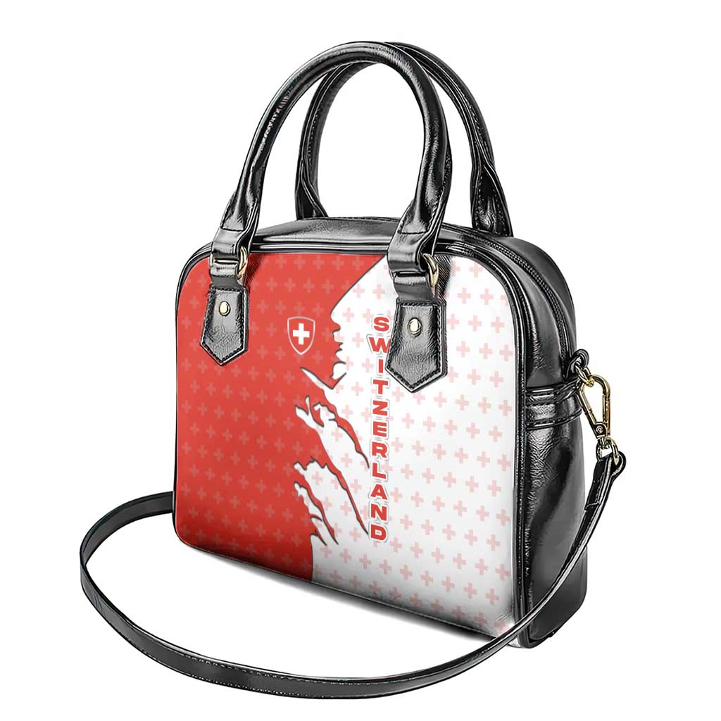 Switzerland Map Scratch Claw Swiss Flag Shoulder Handbag with Vertical Text TS04