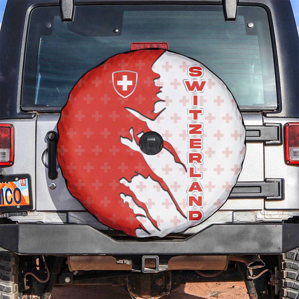 Switzerland Map Scratch Claw Swiss Flag Spare Tire Cover with Vertical Text TS04