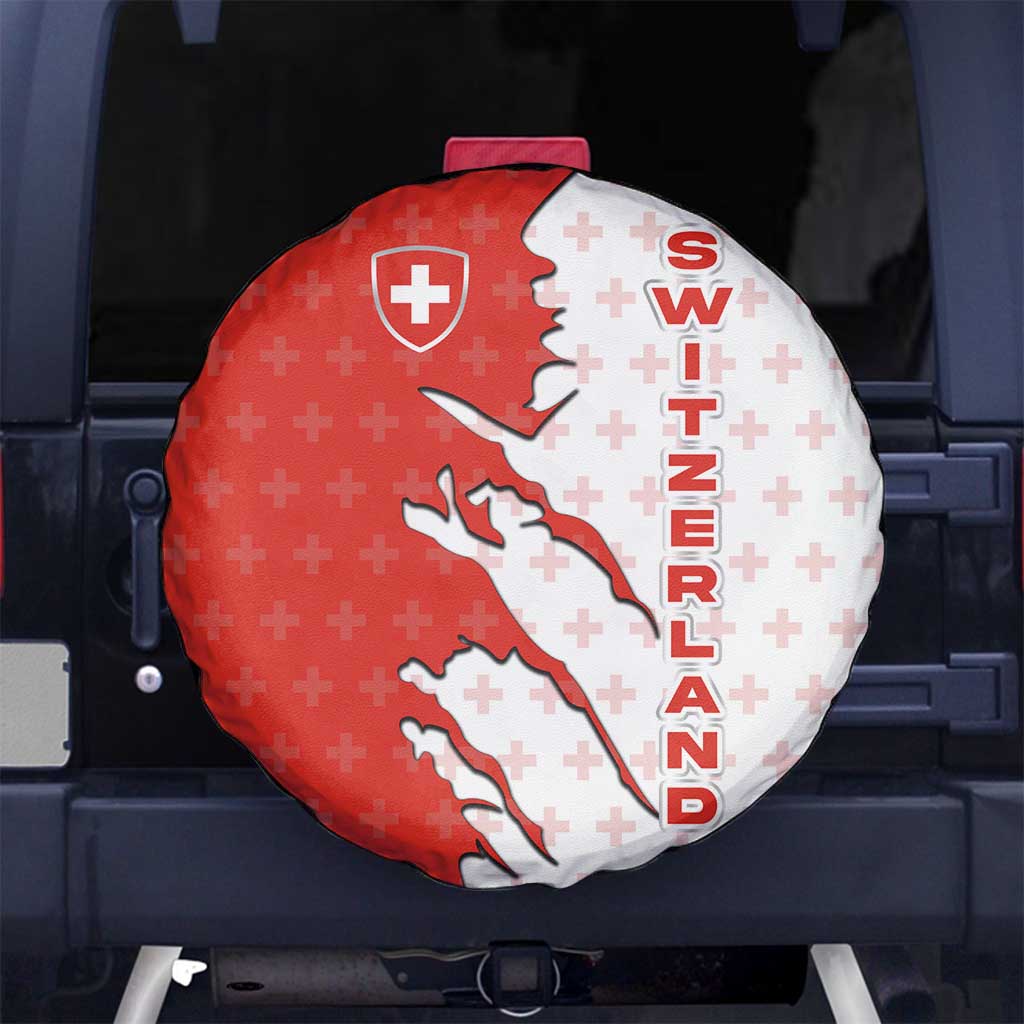 Switzerland Map Scratch Claw Swiss Flag Spare Tire Cover with Vertical Text TS04