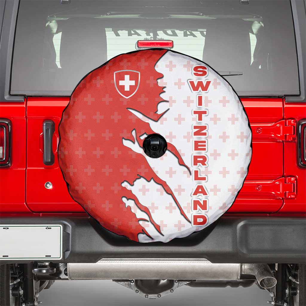 Switzerland Map Scratch Claw Swiss Flag Spare Tire Cover with Vertical Text TS04