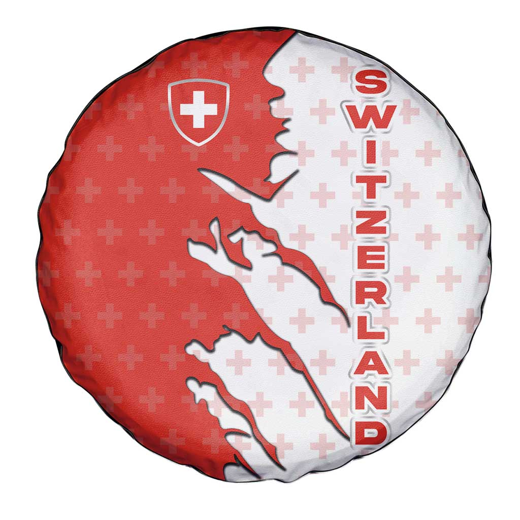 Switzerland Map Scratch Claw Swiss Flag Spare Tire Cover with Vertical Text TS04