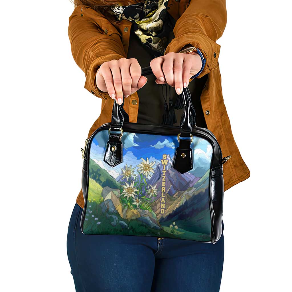 Edelweiss Flower Switzerland Mountain Shoulder Handbag TS04