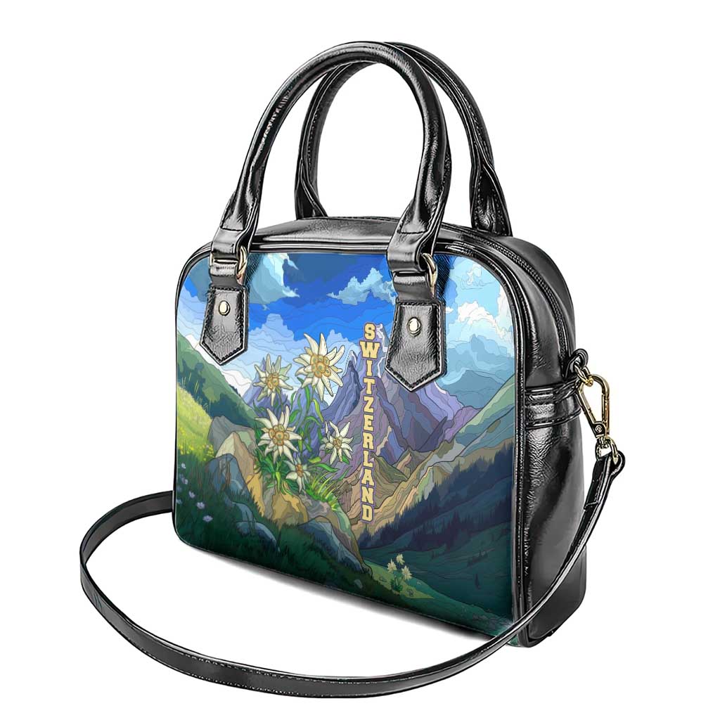 Edelweiss Flower Switzerland Mountain Shoulder Handbag TS04
