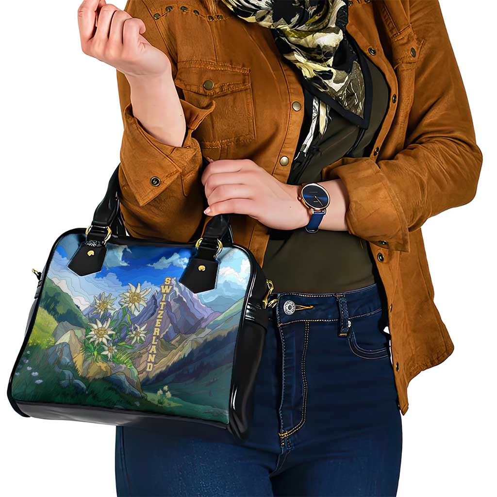 Edelweiss Flower Switzerland Mountain Shoulder Handbag TS04