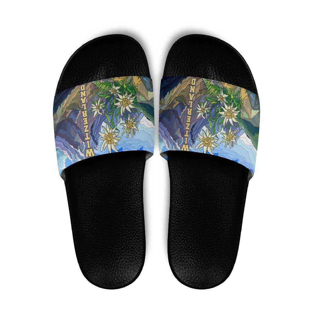 Edelweiss Flower Switzerland Mountain Slide Sandals TS04