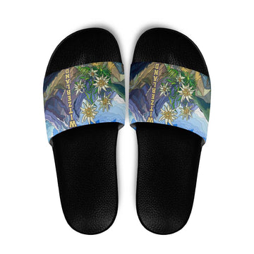 Edelweiss Flower Switzerland Mountain Slide Sandals TS04