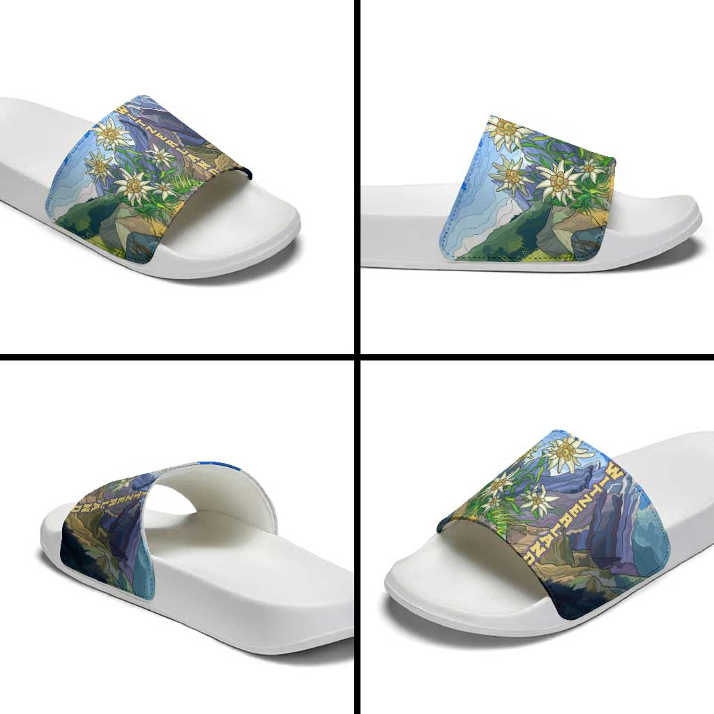 Edelweiss Flower Switzerland Mountain Slide Sandals TS04
