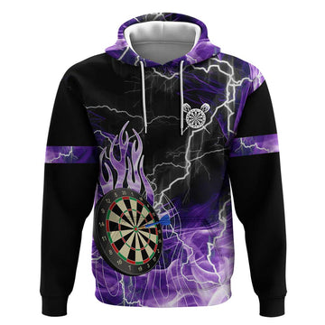 Personalized Purple Lightning Darts Board Hoodie with Owl Graphic TS04