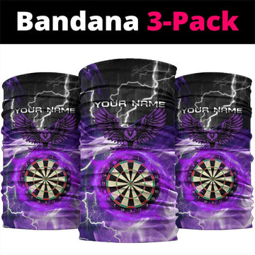 Personalized Purple Lightning Darts Board Neck Gaiter with Owl Graphic TS04
