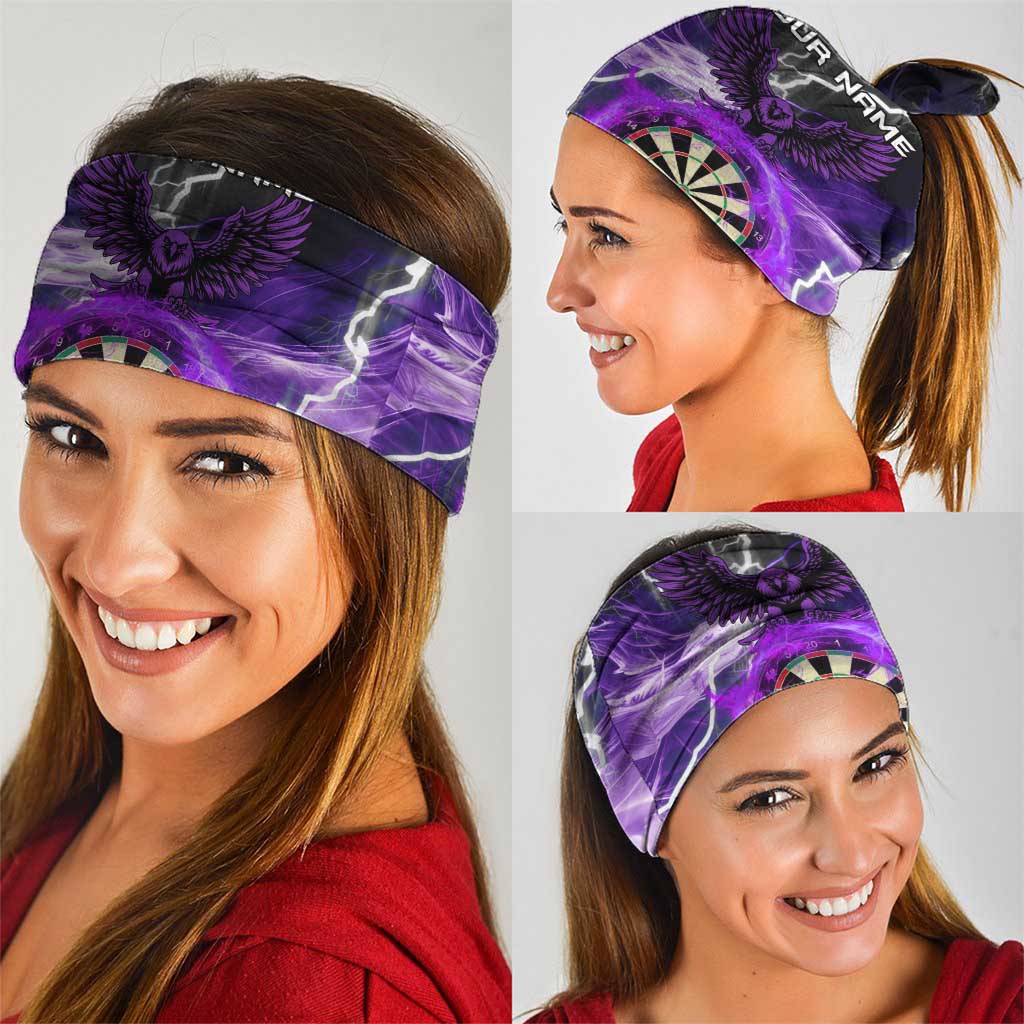 Personalized Purple Lightning Darts Board Neck Gaiter with Owl Graphic TS04