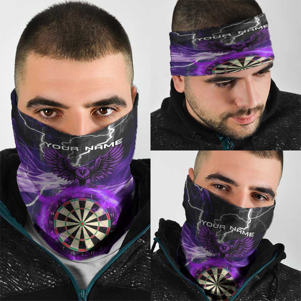 Personalized Purple Lightning Darts Board Neck Gaiter with Owl Graphic TS04